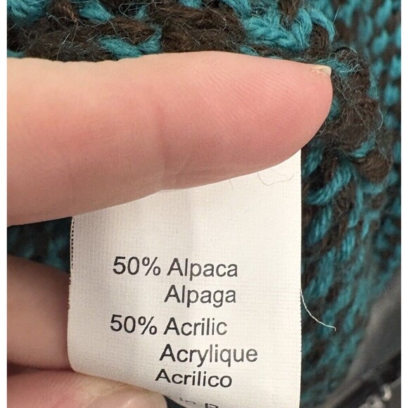 Trina Turk Alpaca Blend Open Knit Cardigan Green/Black Size Large Buttons Cozy - Picture 4 of 5